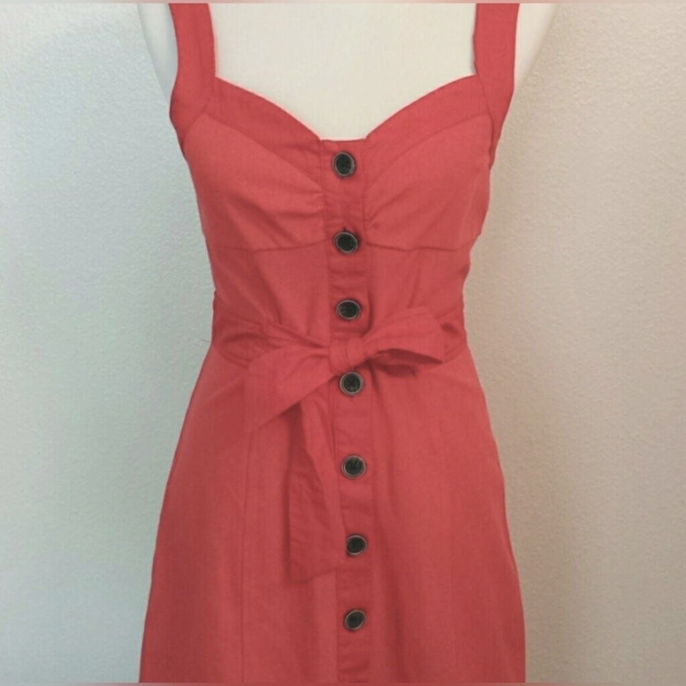 Banana Republic Cotton red midi Dress women's size 6 - Picture 1 of 11
